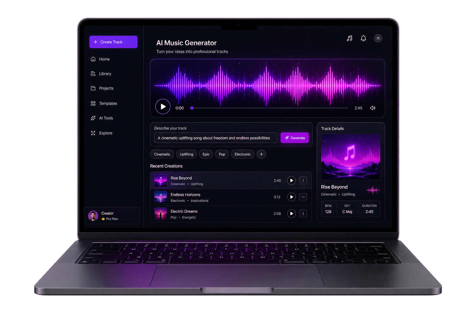 Ordinateur avec interface musicale IA